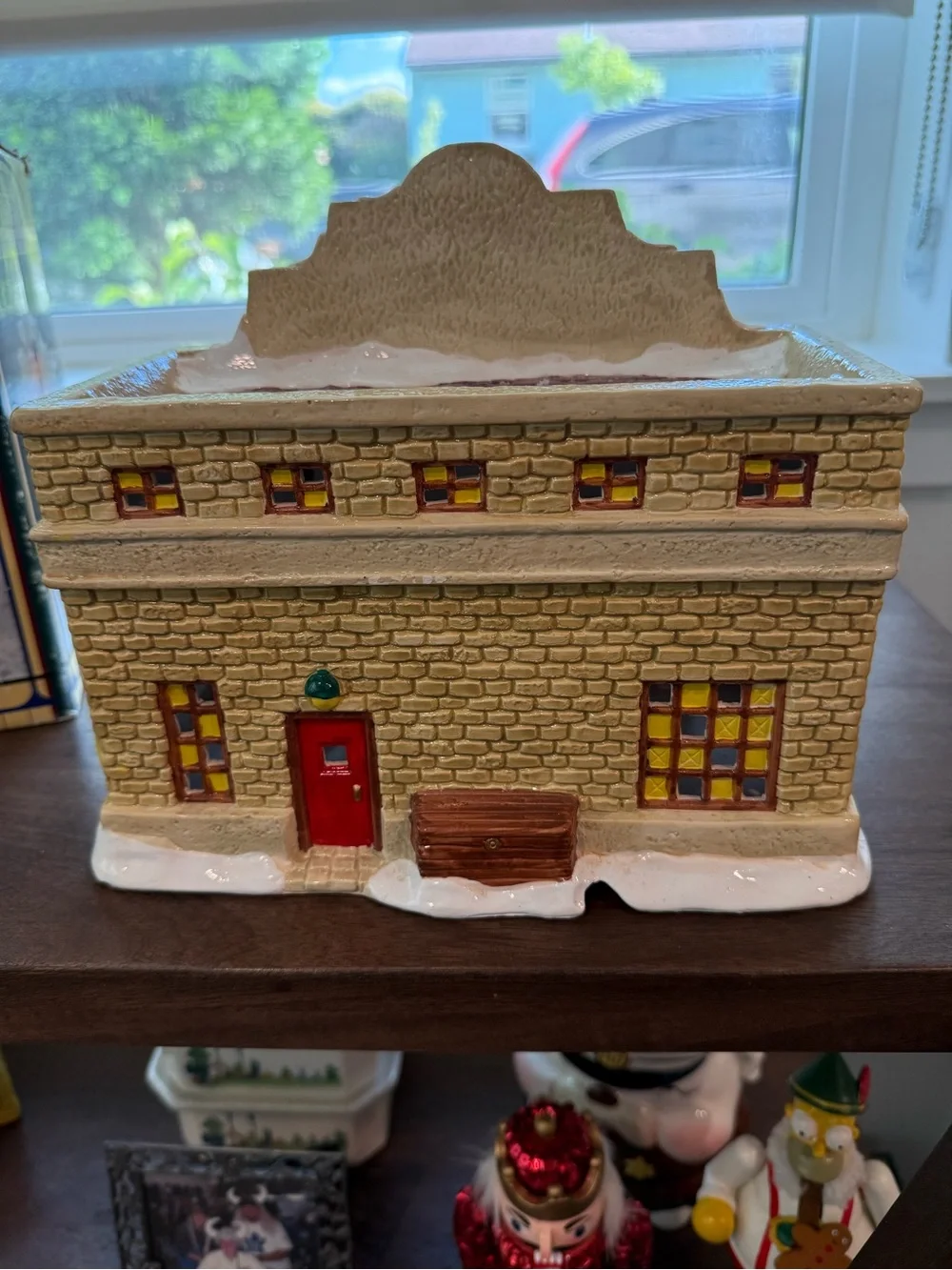 Twin Lanes Bowling Ceramic Holiday Village Building - Red/Green